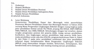 SE MENDIKDASMEN RI NO.17 TAHUN 2026 TENTANG MPLS 2026